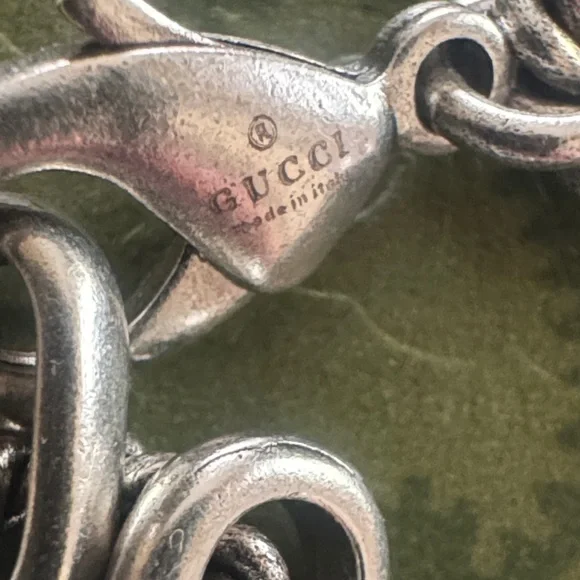 Gucci Silver-Tone Rope Link Bracelet with Interlocking G Charm - Picture 6 of 7
